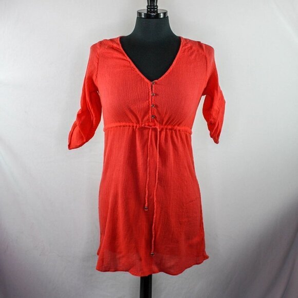 A Pea In The Pod Maternity Top V Neck Half Sleeves Coral Orange Size S - Picture 1 of 4